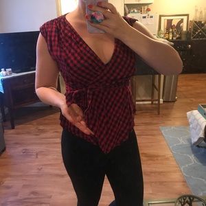 Anthropologie Buffalo Check Wrap Tank